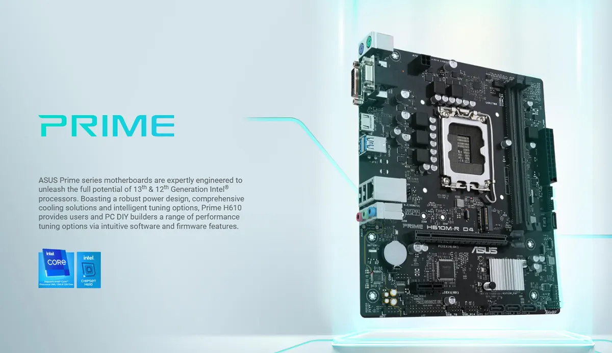 ASUS PRIME H610M-R D4 Intel LGA 1700 Micro-ATX Motherboard Price in Bangladesh
